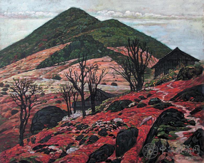 马健初 红土地黑石头 布面 油画