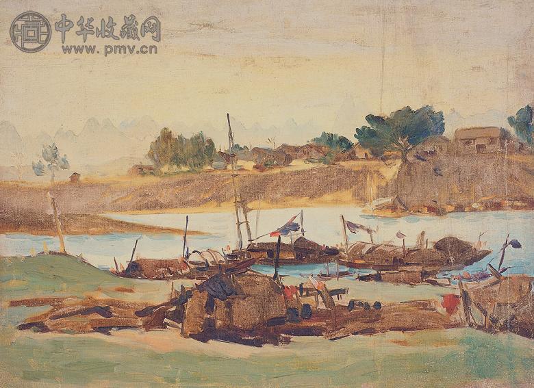 涂克 1958年作 白谷村江边 布面 油画