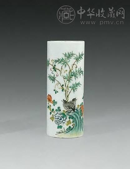 清光绪 粉彩安居乐业小笔筒