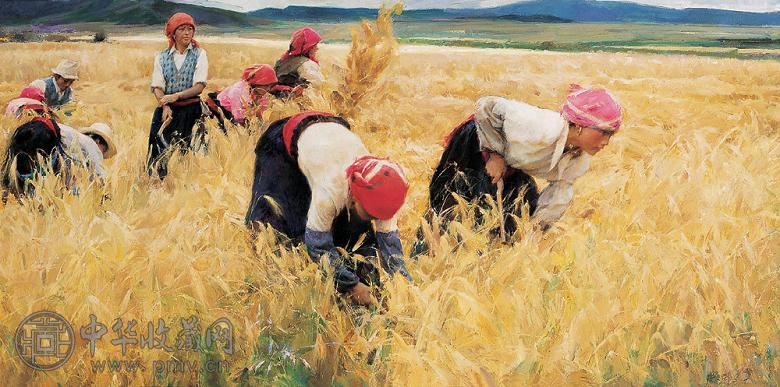 张文新 2001年作 西宁麦收 布面 油画