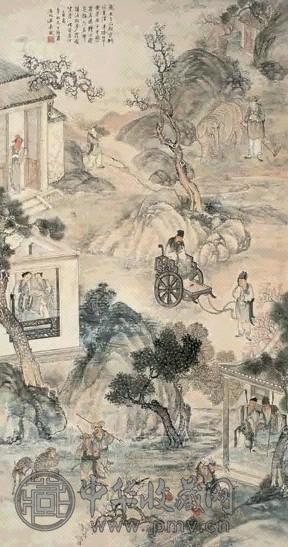 吴友如 1878年作 尽孝图 立轴 设色纸本