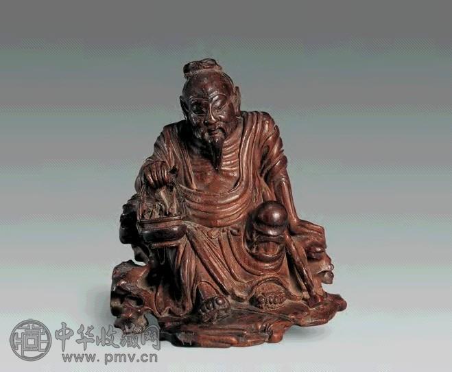 清 竹刻采叶老人