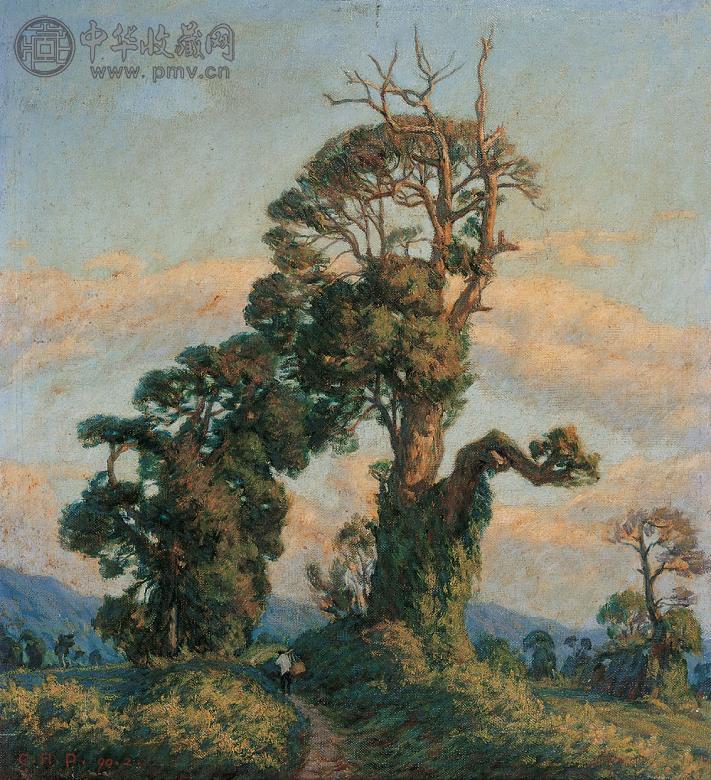 陈禾坪 古樟春色 布面 油画