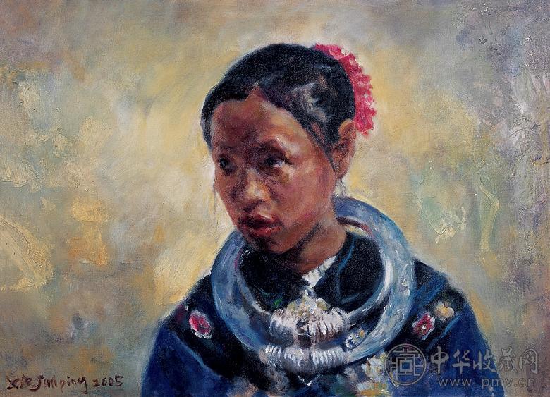 解俊萍 2005年作 好友寨的小姑娘 油彩 布面