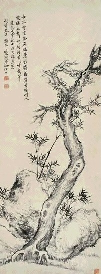 徐渭仁 古木萧竹 立轴 水墨纸本