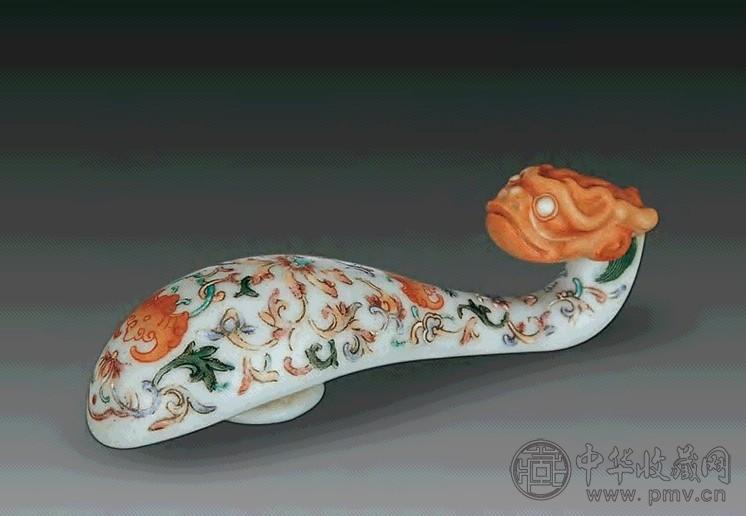 清 粉彩龙头带扣