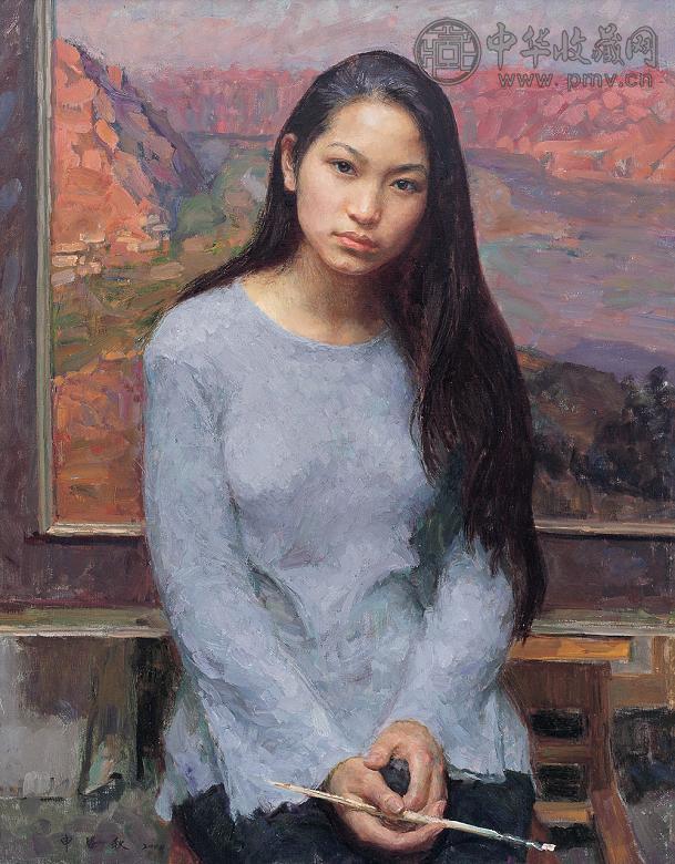 申胜秋 2000年作 思 布面 油画