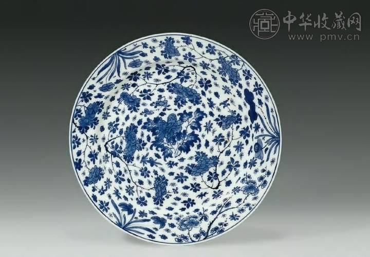 清康熙 青花花卉盘