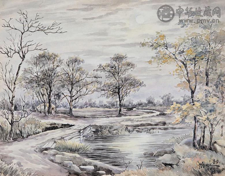 陶冷月 1920年作 风景 水彩 纸本