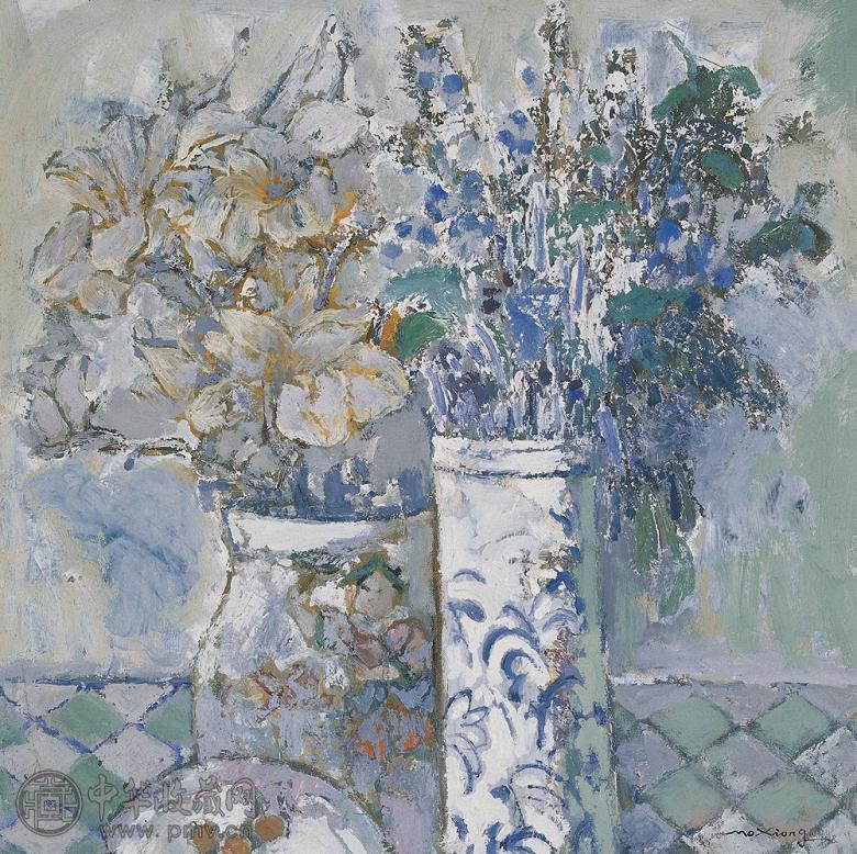 莫雄 古花瓶 布面油画