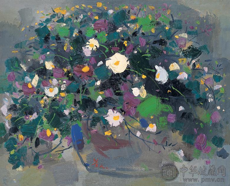 吴冠中 1992年作 花卉 布面 油画