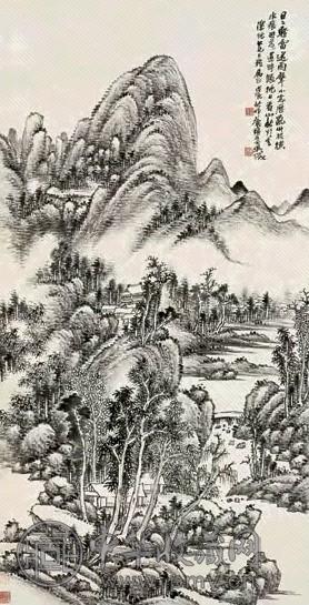 吴徵 1928年 秋山雨霁 立轴 水墨纸本