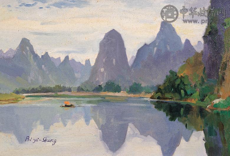 毕颐生 1982年作 漓江红帆 布面油画