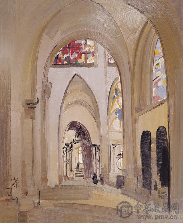 吴冠中 教堂 布面油画