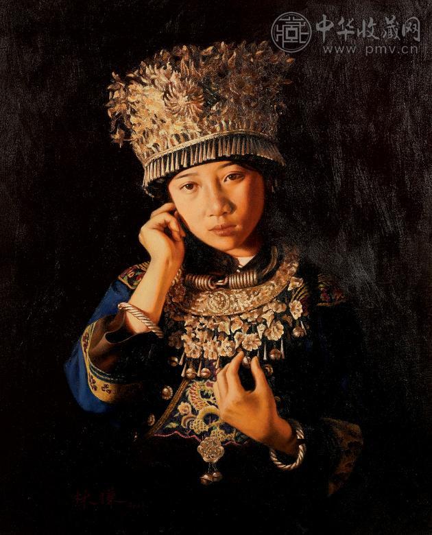 林谦 2004年作 苗女 布面 油彩