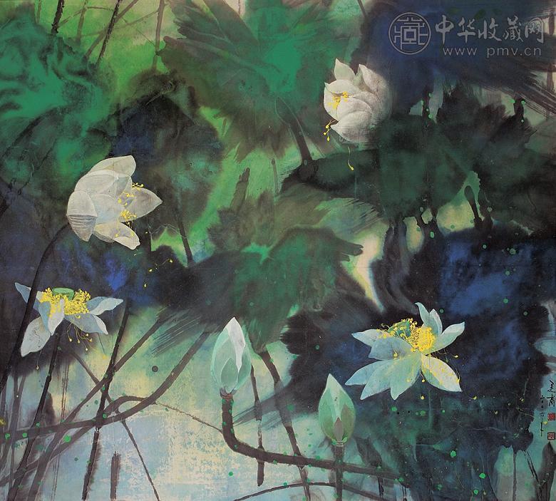 袁运甫 2006年作 荷塘盛景 纸上 墨彩