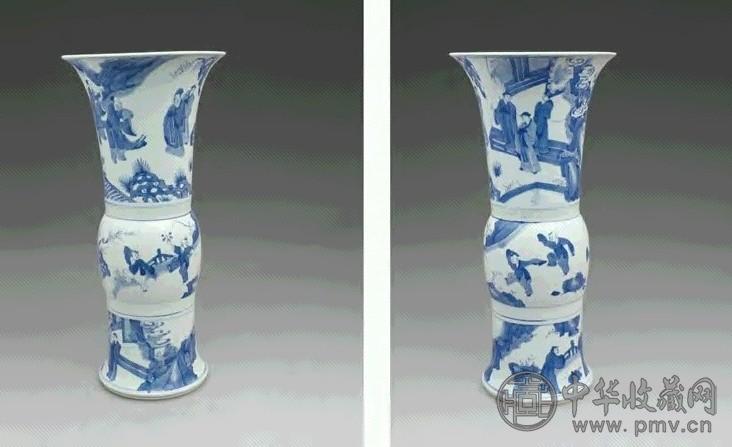 清康熙 青花人物故事花觚