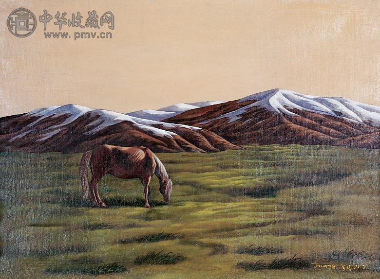 王珏 1993年作 高原风光 油彩 麻布
