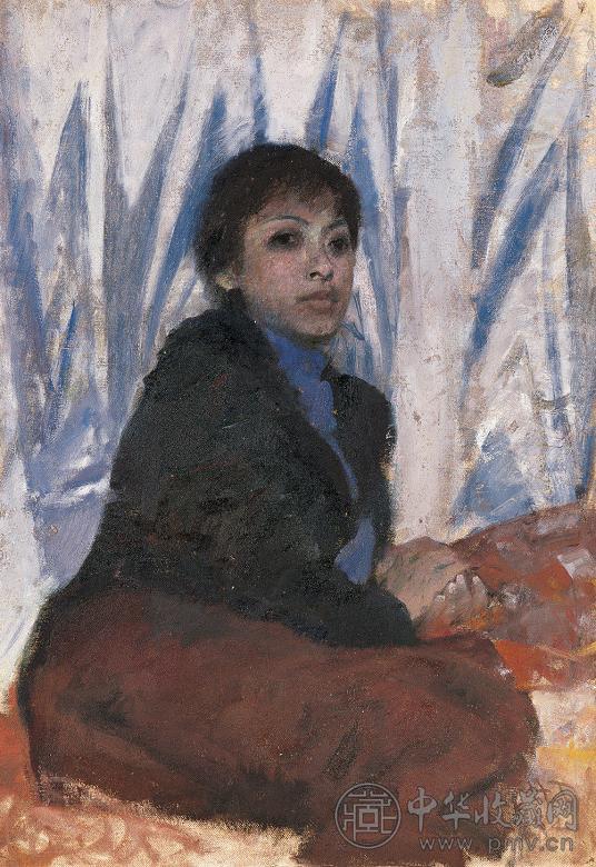 何多苓 1982年作 女子肖像 油彩 布面