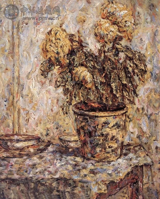 王小录 菊花 布面油画