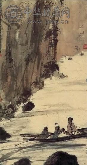 傅抱石 乙酉(1945年)作 游赤壁图 镜心 设色纸本