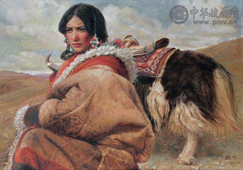 魏冰 2003年12月作 牧女 布面油画