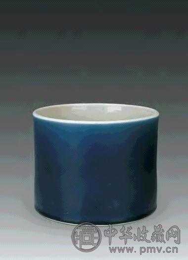 清康熙 霁蓝卷筒