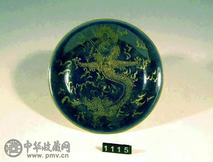 清乾隆 霁蓝描金龙纹盘