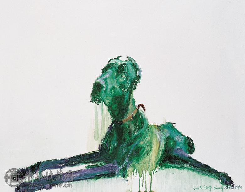 周春芽 绿狗系列 布面 油画