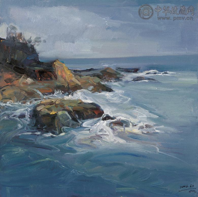 张俊明 2006年作 雨中三门岛 布面 油画