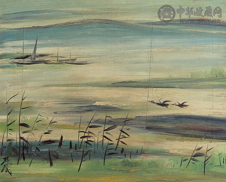 林风眠 风景 布面油画