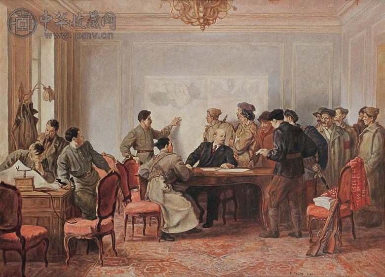 梁硕夫·夫·伊 1976年作 革命者的会议 布面油彩