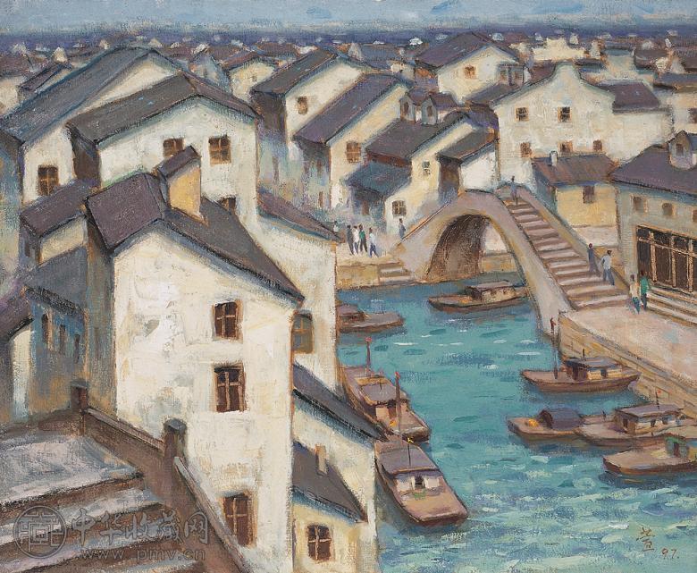 徐君萱 1997年 船埠 布面 油画