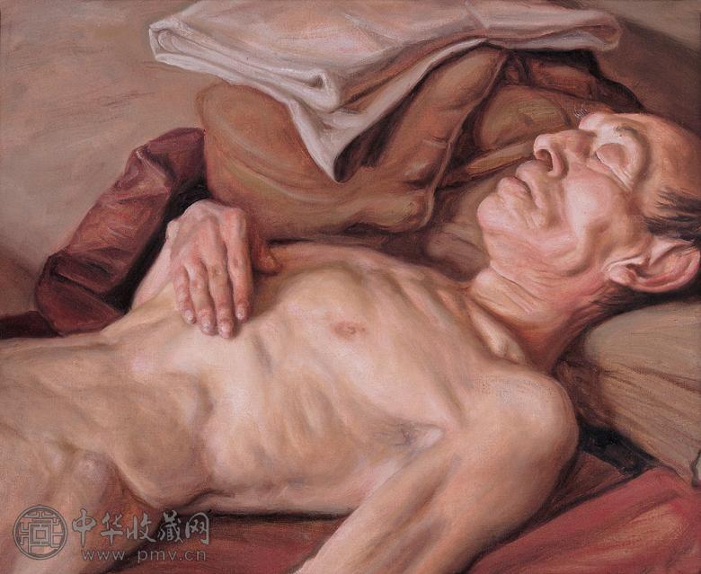 施本铭 老人体 布面 油画