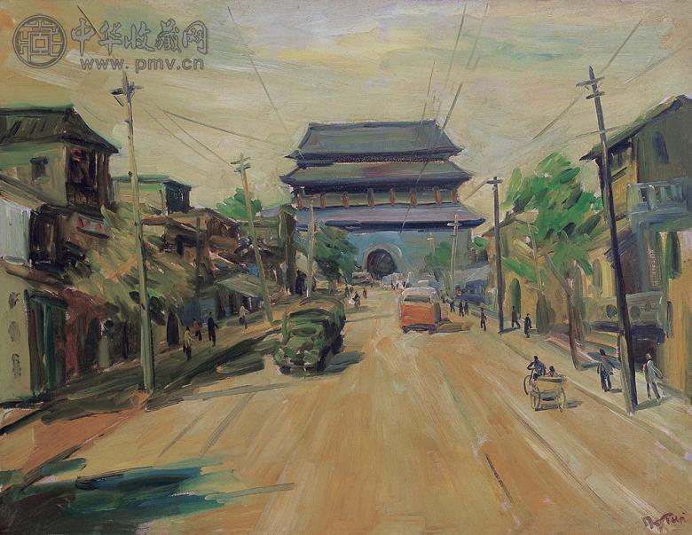 林达川 南疆集市 布面油画