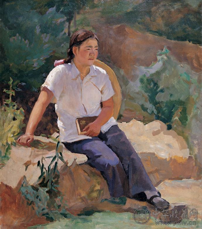 冯法祀 阳光下的少女 布面 油画