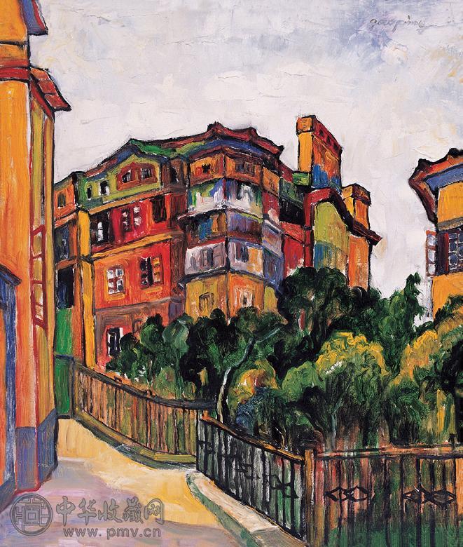 高平 教授村老洋房 布面 油画