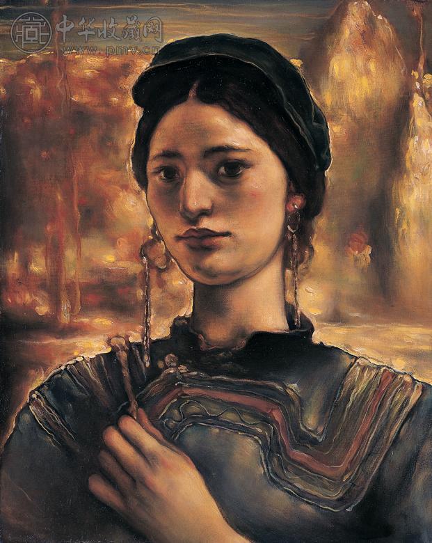 庞茂琨 1992年作 彝族姑娘 油彩 布面