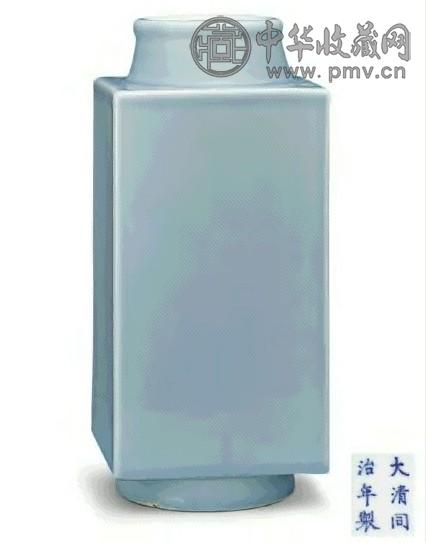 清 同治 粉青釉琮式瓶