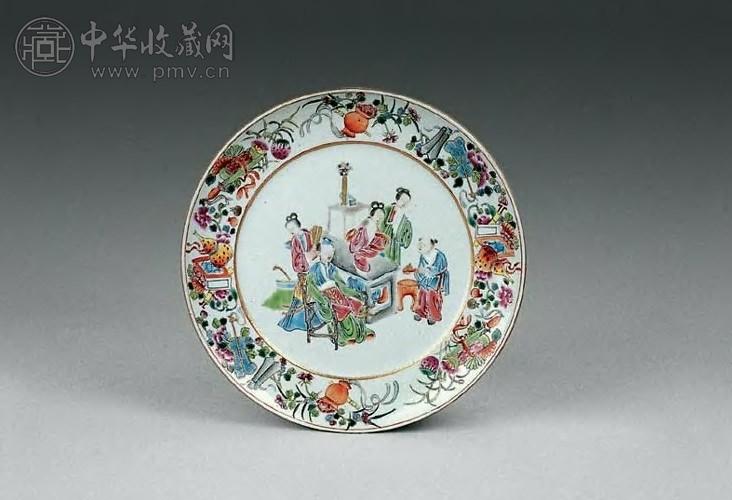 清中期 粉彩人物盘