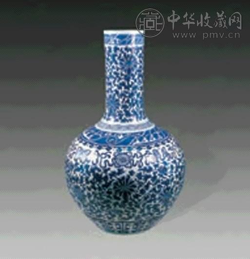 清末 青花缠枝莲大天球瓶