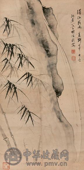 谷相墀 潇湘夜雨 立轴 设色纸本