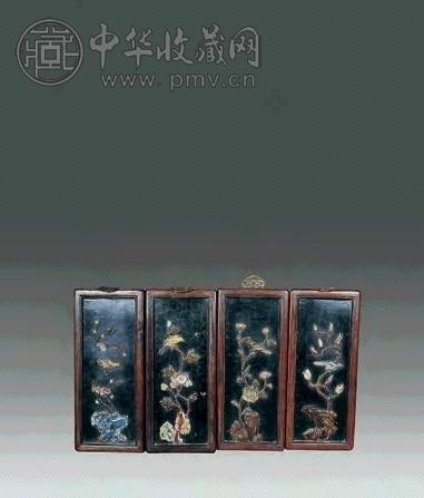 漆嵌玉四扇挂屏