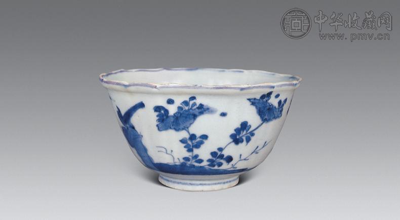 明万历 青花花鸟酒杯