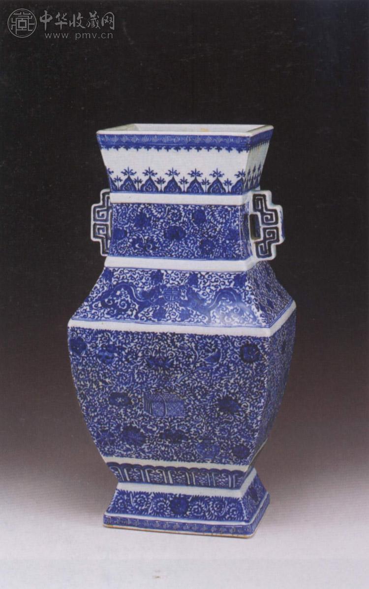 清乾隆 青花琴棋书画双耳瓶