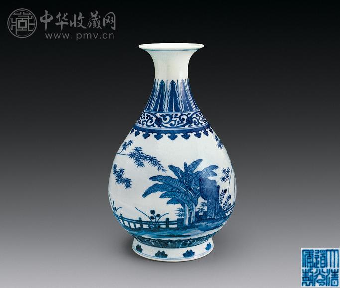 清道光青花庭院芭蕉纹玉壶春瓶收藏资讯|艺术家|书画家|书画名人|书法家