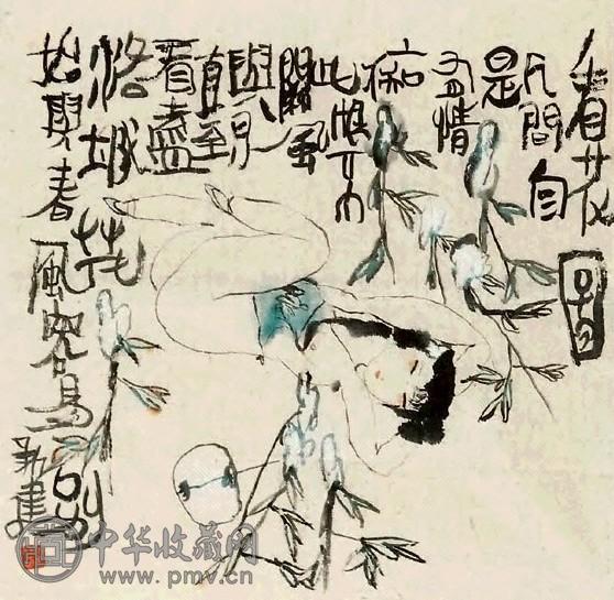 朱新建 看花图 镜心 纸本