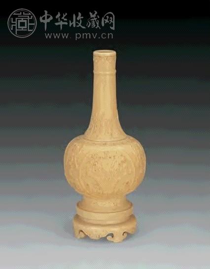 民国 牙雕兽面纹天球瓶