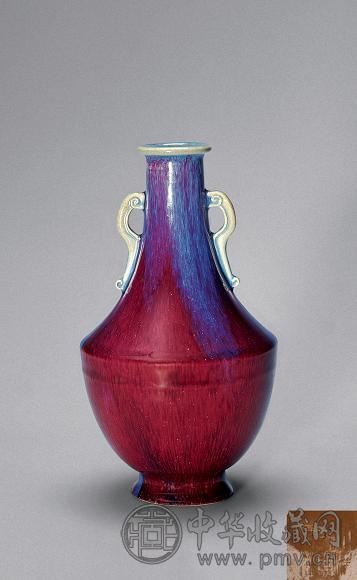 清乾隆 窑变釉云耳瓶