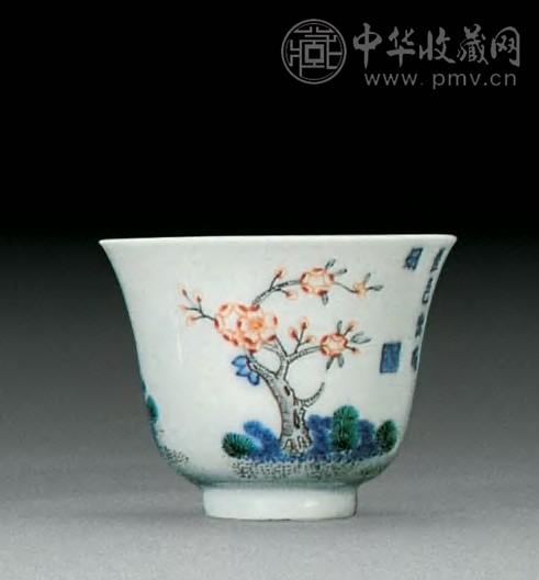 清同治 五彩花神杯(二月)
